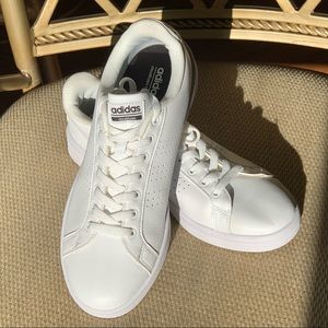 ADIDAS WHT LTHR CLOUDFOAM ADVNTG CL SNEAKER SZ 9.5